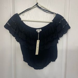 Black off the shoulder crop top